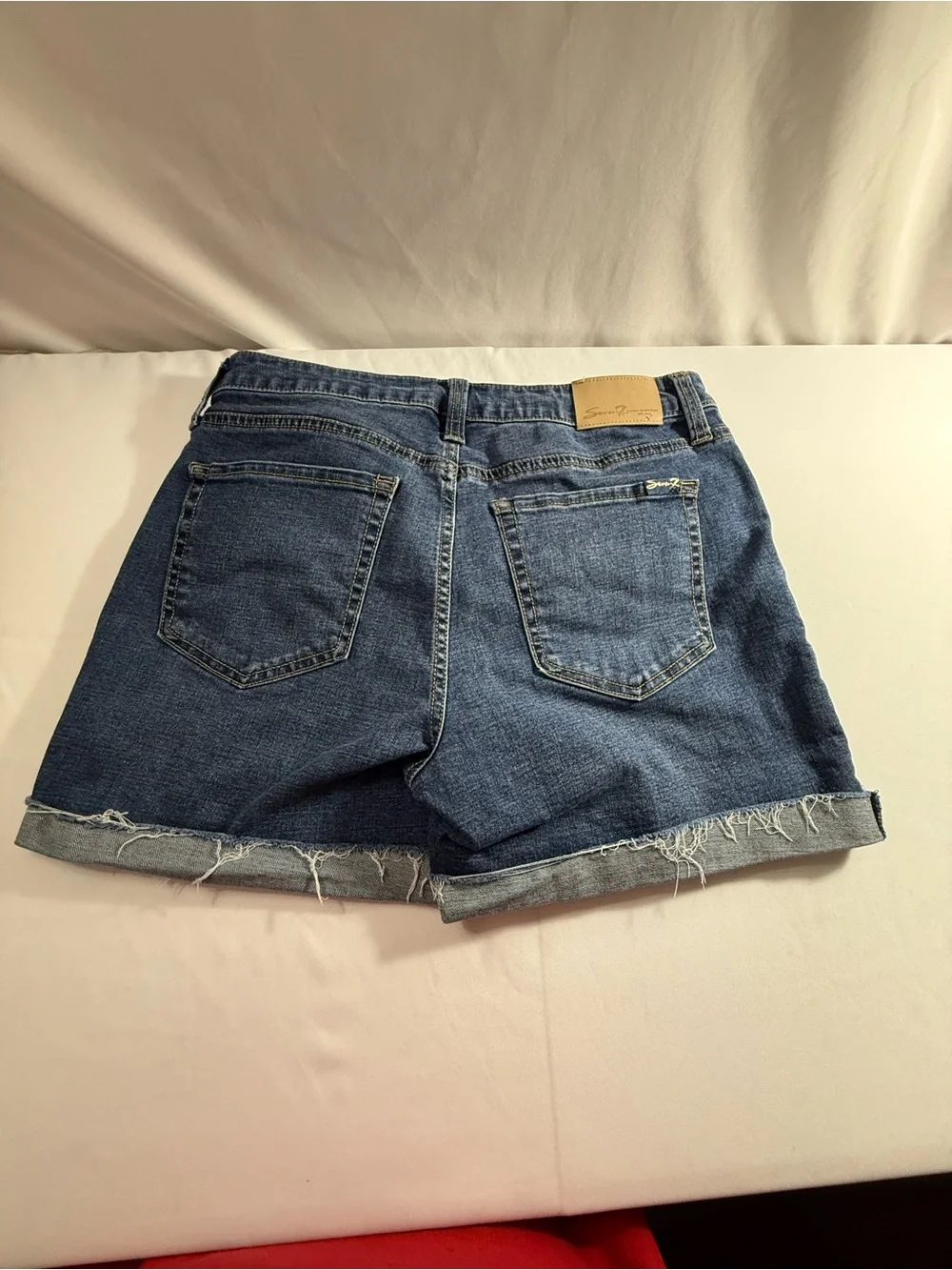 Seven7 Dark‎ Indigo Denim Shorts with Contrast Stitching